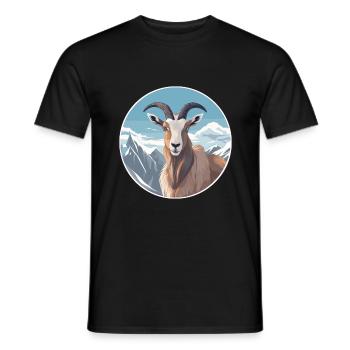 Goat Watercolor Cartoon Kawaii Pet Animal Colorful - Men's T-Shirt - black - Front - AI Model Male 178 light (178cm)