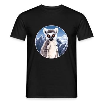 Lemur Watercolor Cartoon Kawaii Pet Animal Colorfu - Men's T-Shirt - black - Front - AI Model Male 178 light (178cm)