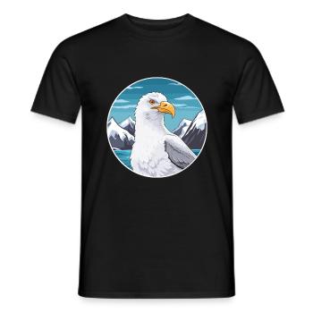 Seagull Watercolor Cartoon Kawaii Pet Animal Color - Men's T-Shirt - black - Front - AI Model Male 178 light (178cm)