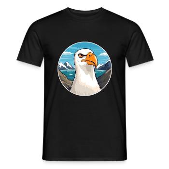 Albatross Watercolor Cartoon Kawaii Pet Animal Col - Men's T-Shirt - black - Front - AI Model Male 178 light (178cm)