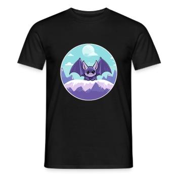 Fledermaus Aquarell Karikatur Kawaii Haustier Tier Bunt - Männer T-Shirt - Schwarz - Vorne - AI Model Male 178 light (178cm)