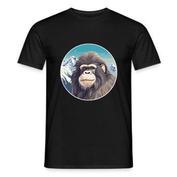 Babouin Aquarelle Dessin Animé Kawaii Animal De Compagnie Colorf - T-shirt homme - noir - Devant - AI Model Male 178 light (178cm)