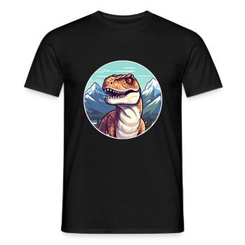 Dinosaure Aquarelle Dessin Animé Kawaii Animal Animal Colo - T-shirt homme - noir - Devant - AI Model Male 178 light (178cm)
