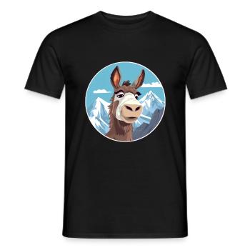 Esel Aquarell Karikatur Kawaii Haustier Tier Farbe - Männer T-Shirt - Schwarz - Vorne - AI Model Male 178 light (178cm)