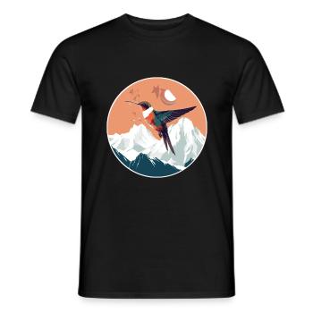 Colibri Aquarelle Dessin Animé Kawaii Animal De Compagnie C - T-shirt homme - noir - Devant - AI Model Male 178 light (178cm)
