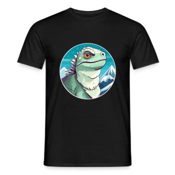 Iguana Watercolor Cartoon Kawaii Pet Animal Colorf - Men's T-Shirt - black - Front - AI Model Male 178 light (178cm)