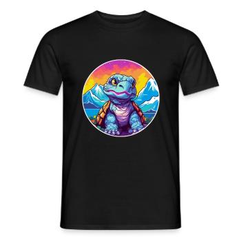 Tortue Aquarelle Dessin Animé Kawaii Animal De Compagnie Colorf - T-shirt homme - noir - Devant - AI Model Male 178 light (178cm)