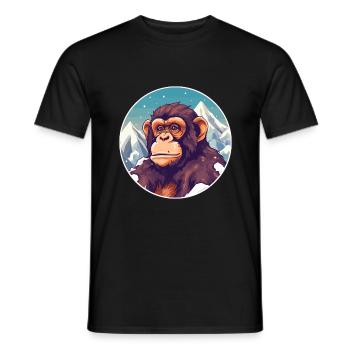 Chimpanzé aquarelle dessin animé kawaii animal de compagnie Co - T-shirt homme - noir - Devant - AI Model Male 178 light (178cm)