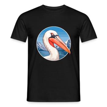 Pélican Aquarelle Dessin Animé Kawaii Animal De Compagnie Animal Couleur - T-shirt homme - noir - Devant - AI Model Male 178 light (178cm)