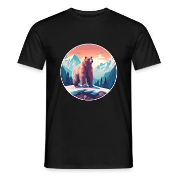 Bär Aquarell Karikatur Kawaii Haustier Tier Bunt - Männer T-Shirt - Schwarz - Vorne - AI Model Male 178 light (178cm)