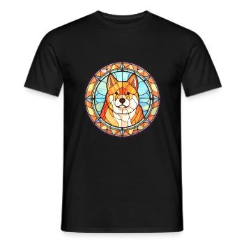 Akita Inu Dog Breed Stained Glass Colorful Waterco - Men's T-Shirt - black - Front - AI Model Male 178 light (178cm)