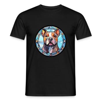 American Pitbull Terrier Dog Breed Stained Glass C - Men's T-Shirt - black - Front - AI Model Male 178 light (178cm)