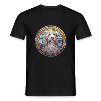 Bergamasco Schäferhund Rasse Buntglas Colorf - Männer T-Shirt - Schwarz - Vorne - AI Model Male 178 light (178cm)
