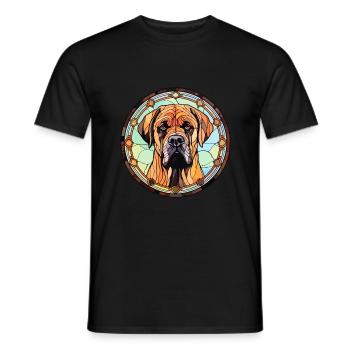 Boerboel Dog Breed Stained Glass Colorful Watercol - Men's T-Shirt - black - Front - AI Model Male 178 light (178cm)