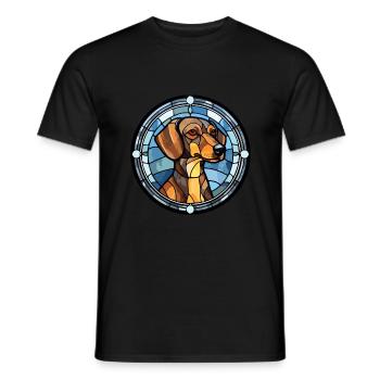 Braque Francais chien race vitrail coloré W - T-shirt homme - noir - Devant - AI Model Male 178 light (178cm)