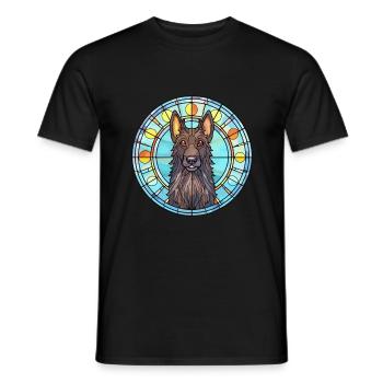Chien de berger belge chien race vitrail coloré - T-shirt homme - noir - Devant - AI Model Male 178 light (178cm)