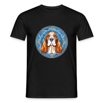 Basset Bleu De Gascogne Dog Breed Stained Glass Co - Men's T-Shirt - black - Front - AI Model Male 178 light (178cm)