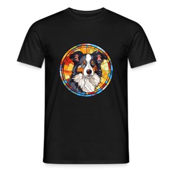 Border Collie Hunderasse Buntes Glas Wat - Männer T-Shirt - Schwarz - Vorne - AI Model Male 178 light (178cm)