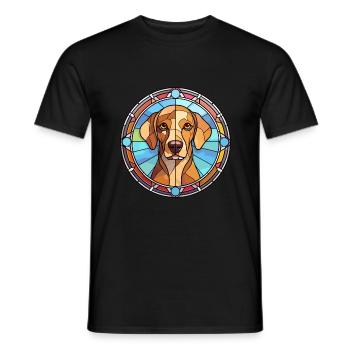 Cimarron Uruguayo Dog Breed Stained Glass Colorful - Men's T-Shirt - black - Front - AI Model Male 178 light (178cm)