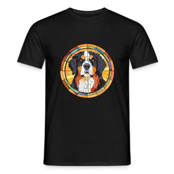 Bernese Mountain Dog Breed Stained Glass Colorful - Men's T-Shirt - black - Front - AI Model Male 178 light (178cm)