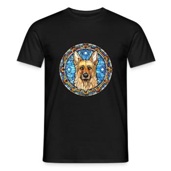 Bohemian Shepherd Dog Breed Stained Glass Colorful - Men's T-Shirt - black - Front - AI Model Male 178 light (178cm)