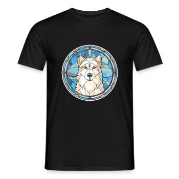 Chien esquimau canadien race vitrail coloré W - T-shirt homme - noir - Devant - AI Model Male 178 light (178cm)