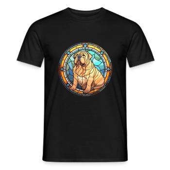 Chinois Shar Pei chien race vitrail coloré - T-shirt homme - noir - Devant - AI Model Male 178 light (178cm)
