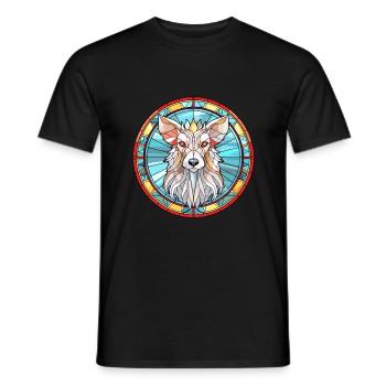 Chinois à crête chien race vitrail coloré W - T-shirt homme - noir - Devant - AI Model Male 178 light (178cm)
