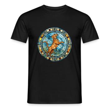 Cordoba chien de combat race vitrail coloré - T-shirt homme - noir - Devant - AI Model Male 178 light (178cm)