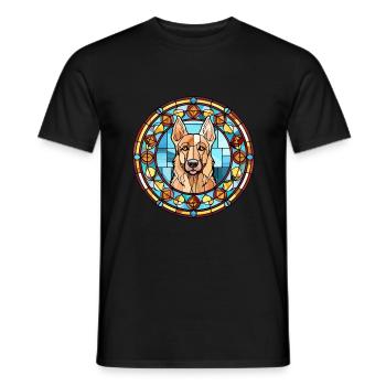 Berger d’Europe de l’Est chien race vitrail Col - T-shirt homme - noir - Devant - AI Model Male 178 light (178cm)