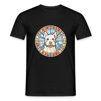 Englisch White Terrier Hunderasse Buntglas Colo - Männer T-Shirt - Schwarz - Vorne - AI Model Male 178 light (178cm)