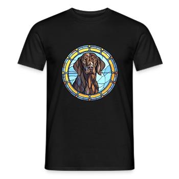 Frisian Pointing Dog Breed Stained Glass Colorful - Men's T-Shirt - black - Front - AI Model Male 178 light (178cm)