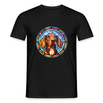 German Hound Dog Breed Stained Glass Colorful Wate - Men's T-Shirt - black - Front - AI Model Male 178 light (178cm)