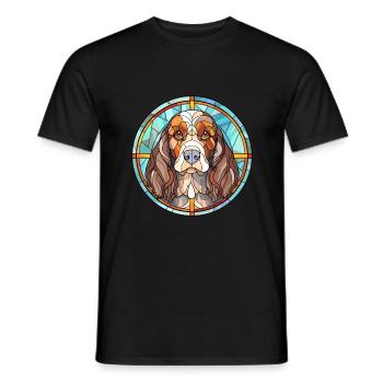 Épagneul allemand chien race vitrail coloré Wa - T-shirt homme - noir - Devant - AI Model Male 178 light (178cm)