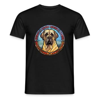 Englische Dogge Hunderasse Buntes Glas Buntes W - Männer T-Shirt - Schwarz - Vorne - AI Model Male 178 light (178cm)
