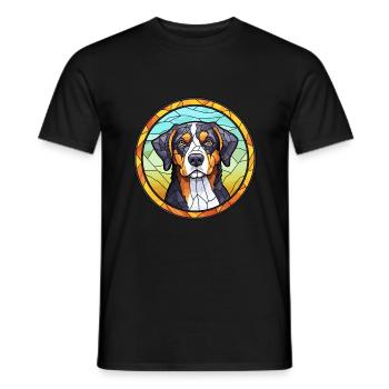 Entlebucher Mountain Dog race vitrail couleur - T-shirt homme - noir - Devant - AI Model Male 178 light (178cm)