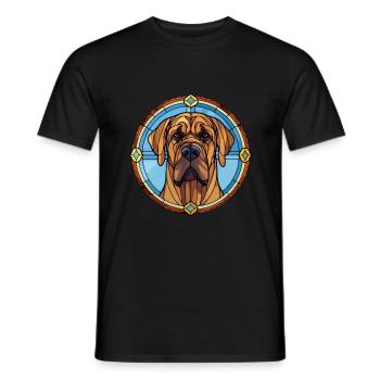 Brasileiro chien race vitrail coloré waterc - T-shirt homme - noir - Devant - AI Model Male 178 light (178cm)