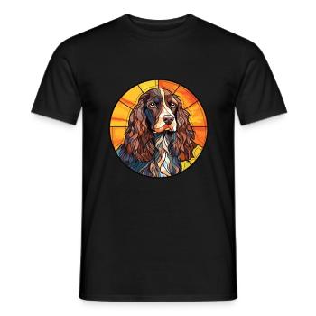 Feld Spaniel Hunderasse Buntes Glas Wat - Männer T-Shirt - Schwarz - Vorne - AI Model Male 178 light (178cm)