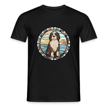 Friesische Wasserhundrasse Buntes Glas - Männer T-Shirt - Schwarz - Vorne - AI Model Male 178 light (178cm)