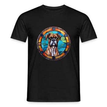 Deutsche Boxer Hund Rasse Bunt Glas Bunt Wate - Männer T-Shirt - Schwarz - Vorne - AI Model Male 178 light (178cm)