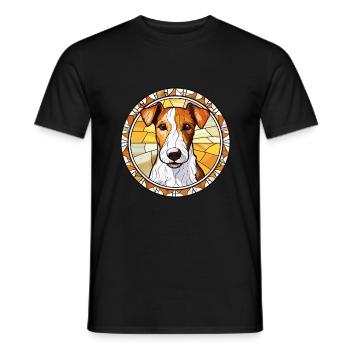 Foxterrier Glatte Hunderasse Buntglas Colorfu - Männer T-Shirt - Schwarz - Vorne - AI Model Male 178 light (178cm)