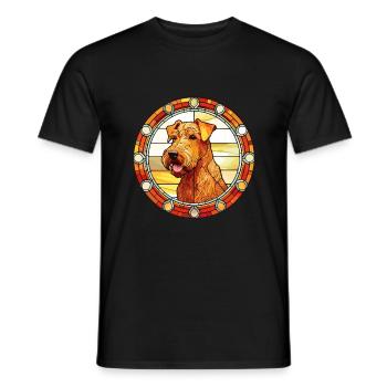 Irish Terrier chien race vitrail coloré Wat - T-shirt homme - noir - Devant - AI Model Male 178 light (178cm)
