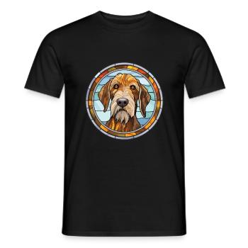 Istrie chien à poil dur chien race vitrail C - T-shirt homme - noir - Devant - AI Model Male 178 light (178cm)