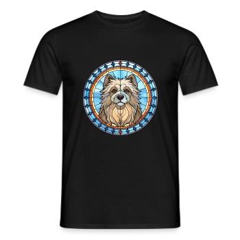 Keeshond Dog Breed Stained Glass Colorful Watercol - Men's T-Shirt - black - Front - AI Model Male 178 light (178cm)