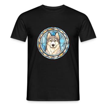 Husky-Hunderasse Buntes Aquarell - Männer T-Shirt - Schwarz - Vorne - AI Model Male 178 light (178cm)
