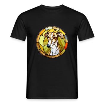 Lurcher chien race vitrail coloré Watercolo - T-shirt homme - noir - Devant - AI Model Male 178 light (178cm)