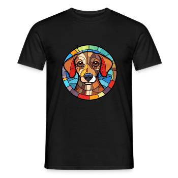 Koolie chien race vitrail aquarelle colorée - T-shirt homme - noir - Devant - AI Model Male 178 light (178cm)