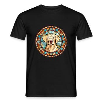 Labrador Retriever Hunderasse Buntglas Colorfu - Männer T-Shirt - Schwarz - Vorne - AI Model Male 178 light (178cm)