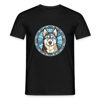 Labrador Husky chien race vitrail coloré Wa - T-shirt homme - noir - Devant - AI Model Male 178 light (178cm)