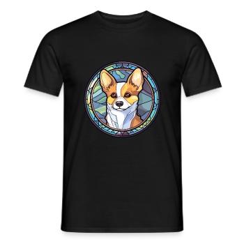 Lundehund Chien Race Vitrail Coloré Waterco - T-shirt homme - noir - Devant - AI Model Male 178 light (178cm)